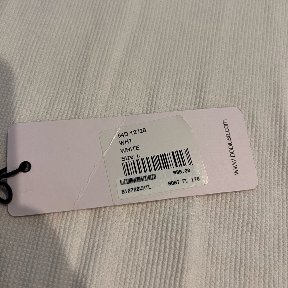 bobi Los Angeles White Ribbed V-Neck Long Sleeve Top Size L NWT - Picture 10 of 10